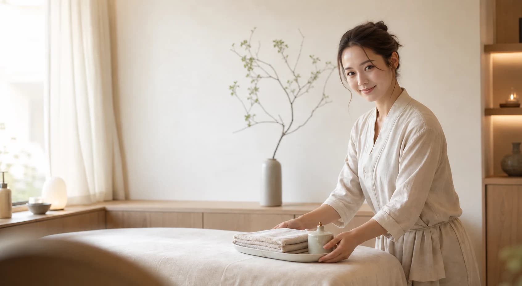 こちらを向いて微笑むサロンオーナーのイメージ